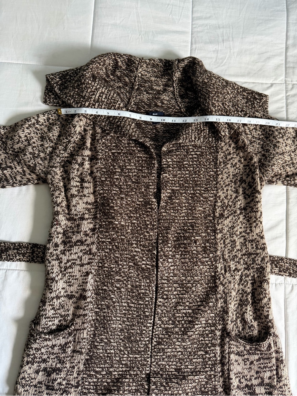 Gap Brown Marled Open-Front Knit Long Cardigan - Large - Picture 12 of 12